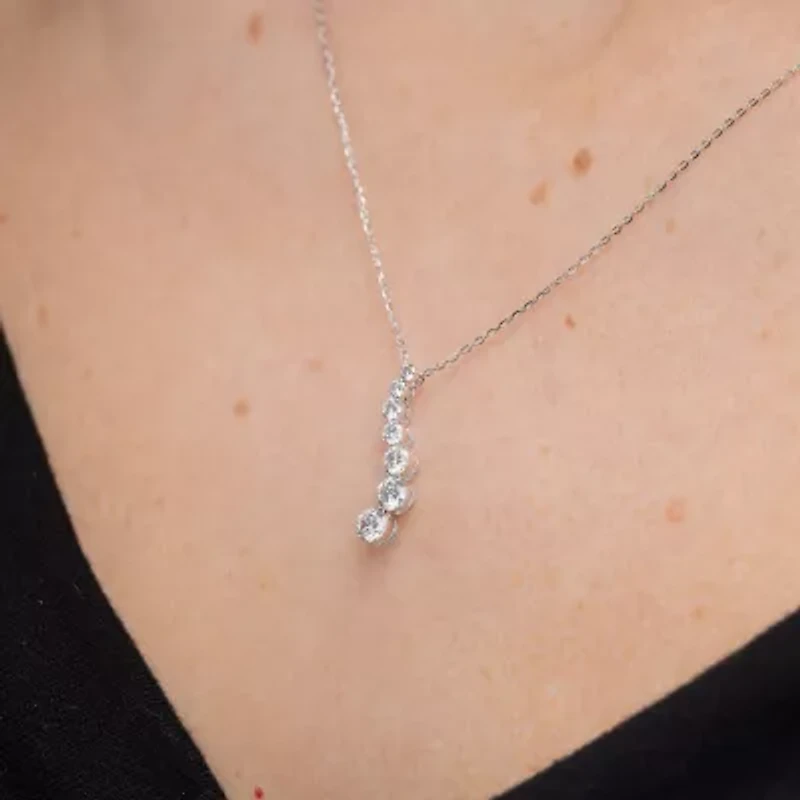 Floating Diamonds (F / Vs2) Womens 1 CT. T.W. Lab Grown White Diamond 14K White Gold 18 Inch Pendant Necklace