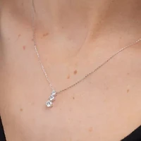 Floating Diamonds (F / Vs2) Womens 1 CT. T.W. Lab Grown White Diamond 14K White Gold Round 18 Inch Pendant Necklace