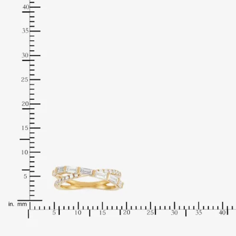 (H-I / Si1-Si2) Womens 2.5MM 1 CT. T.W. Lab Grown White Diamond 10K Gold Crossover Band