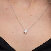 Floating Diamonds (F / Vs2) Womens 1 CT. T.W. Lab Grown White Diamond 14K Gold Round 18 Inch Pendant Necklace