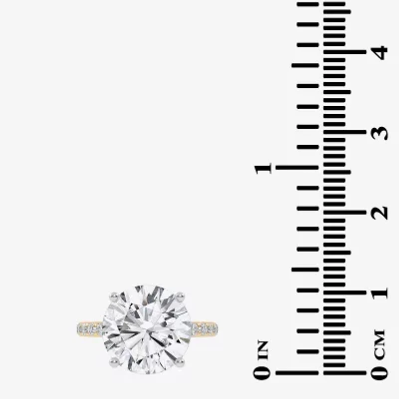 (G-H / Si1-Si2) Womens 5 1/2 CT. T.W. Lab Grown White Diamond 14K Gold Round Side Stone Engagement Ring