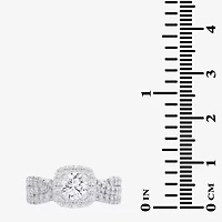 (G-H / Si1-Si2) Womens Lab Grown White Diamond 10K Gold Round Side Stone Halo Bridal Set