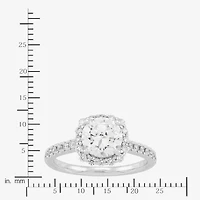 (H-I / Si1-Si2) Womens 2 CT. T.W. Lab Grown White Diamond 10K Gold Round Side Stone Halo Engagement Ring