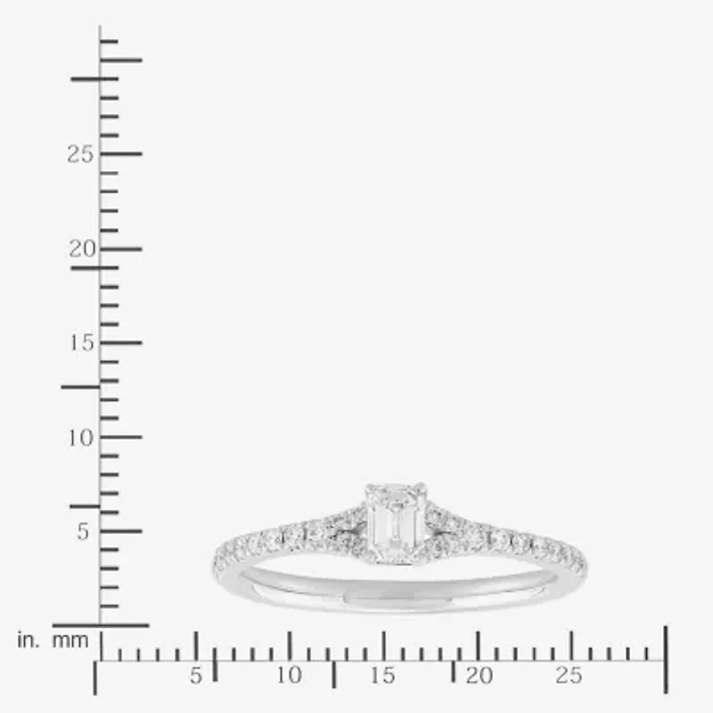 (H-I / Si1-Si2) Womens 1/2 CT. T.W. Lab Grown White Diamond 10K Gold Side Stone Engagement Ring