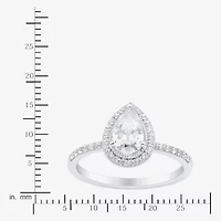 1 CT.T.W. Lab-Grown (H-I / SI1-SI2) Diamond Pear Side Stone Halo Engagement Ring 10K Gold