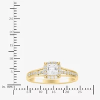 (H-I / Si1-Si2) Womens 3/4 CT. T.W. Lab Grown White Diamond 10K Gold Side Stone Halo Engagement Ring