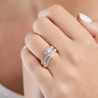 (G / Si2) Womens 2 CT. T.W. Lab Grown White Diamond 10K Gold Round Side Stone Bridal Set