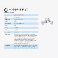 Signature By Modern Bride (H-I / Si1-Si2) Womens 2 CT. T.W. Lab Grown White Diamond 14K Gold Round Bridal Set