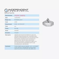 (H-I / SI1-SI2) Signature By Modern Bride Womens 2 CT. T.W. Lab Grown White Diamond 14K Gold  Pear Bridal Set