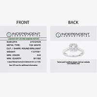 1 CT. T.W. Lab-Grown (G-H / SI1-SI2) Diamond Cushion Halo Engagement Ring 10K Gold