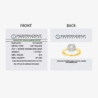 1 CT. T.W. Lab-Grown (G-H / SI1-SI2) Diamond Cushion Halo Engagement Ring 10K Gold