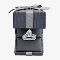 (G-H / Si1-Si2) Womens 4 CT. T.W. Lab Grown White Diamond 14K Gold Pear Side Stone Bridal Set