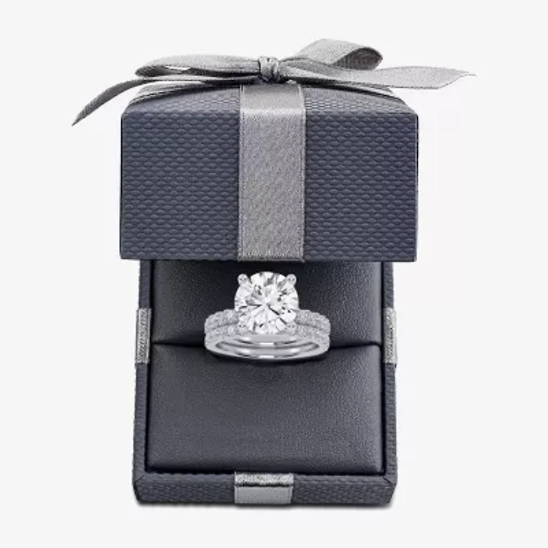 Signature By Modern Bride (G / Vs2-Si1) Womens 4 CT. T.W. Lab Grown White Diamond 14K Gold Round Side Stone Bridal Set