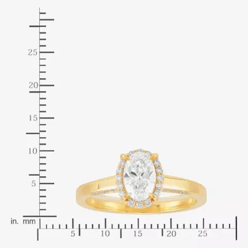 (H-I / Si1-Si2) Womens 1 CT. T.W. Lab Grown White Diamond 10K Gold Oval Halo Engagement Ring
