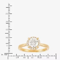 (H-I / Si1-Si2) Womens 1 1/4 CT. T.W. Lab Grown White Diamond 10K Gold Round Halo Engagement Ring