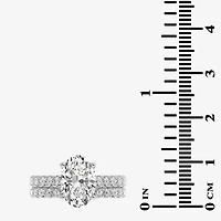 (G-H / Si1-Si2) Womens 4 CT. T.W. Lab Grown White Diamond 14K Gold Oval Side Stone Bridal Set