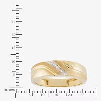 Mens Diamond-Accent Band 10K Gold