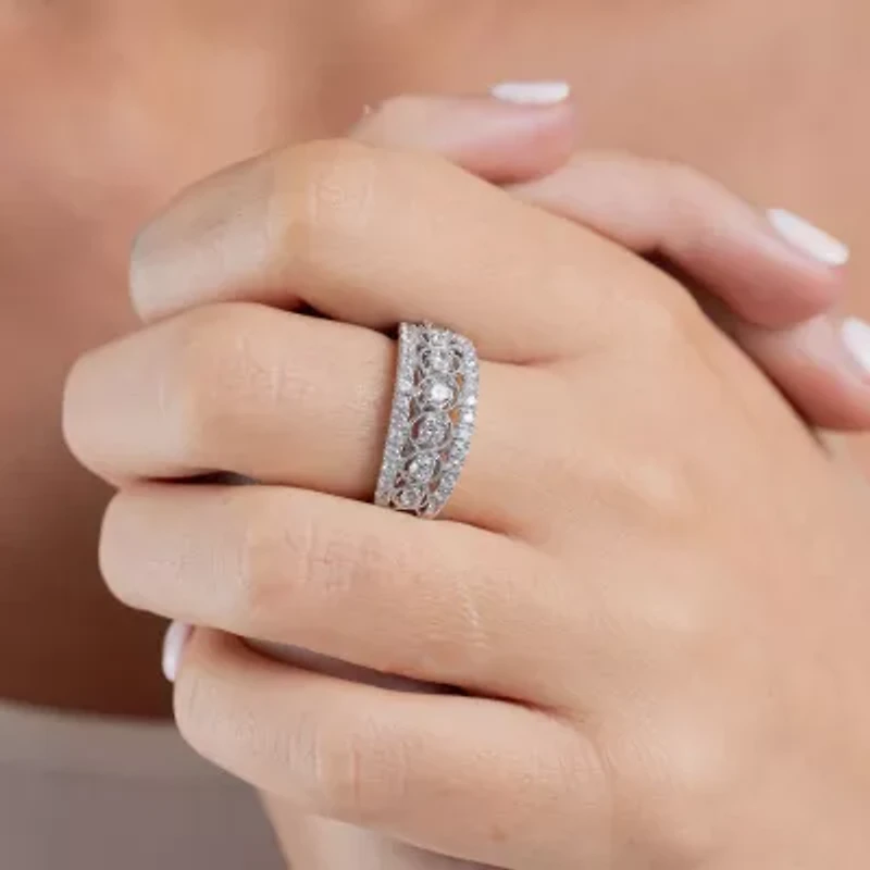 (G / Si2) Womens 9M 1 CT. T.W. Lab Grown White Diamond 10K Gold Anniversary Band