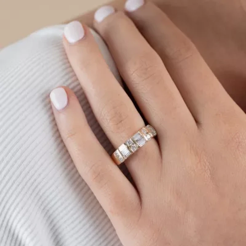 (G / Si2) Womens 21.5MM 1 CT. T.W. Lab Grown White Diamond 10K Gold Anniversary Band
