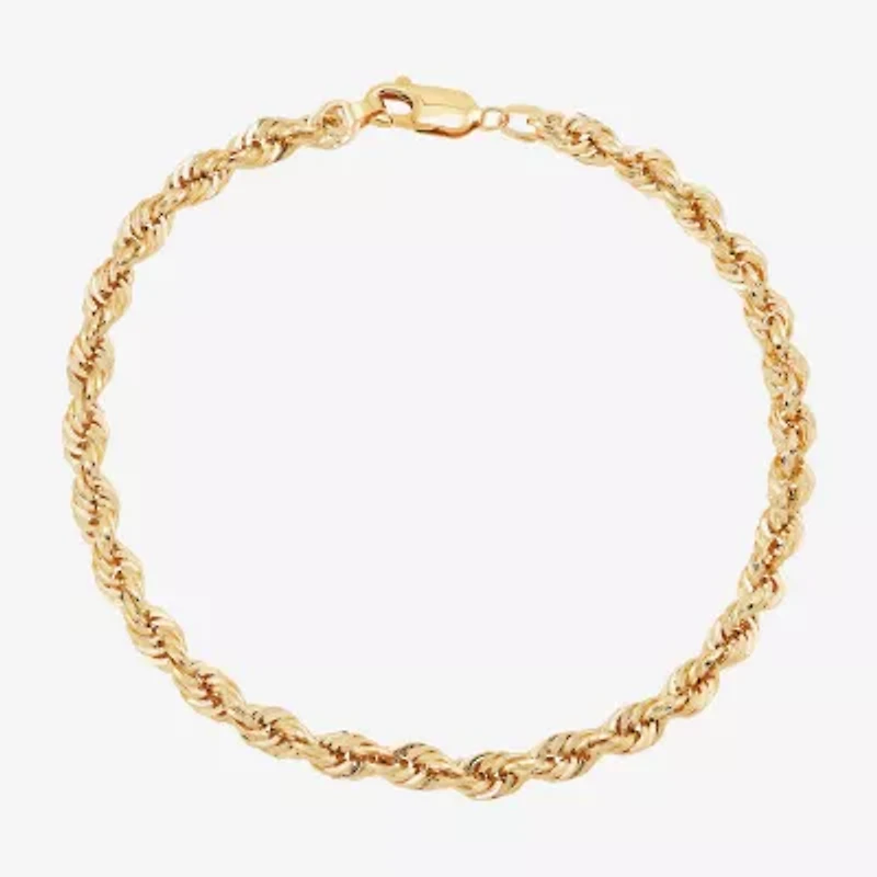 Mens 10K Gold 8 1/2 Inch Hollow Rope Chain Bracelet