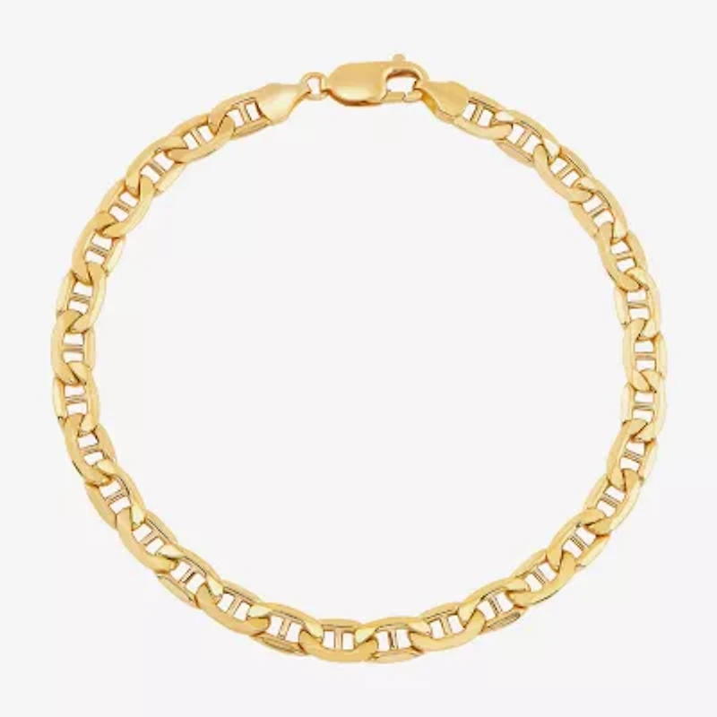 Made in Italy Mens 10K Gold Semisolid Link Chain Bracelet