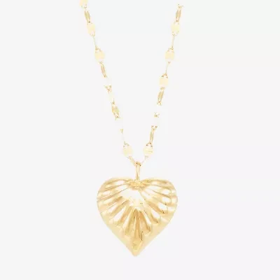 Womens 10K Gold Heart 18 Inch Pendant Necklace