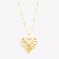 Womens 10K Gold Heart Inch Pendant Necklace
