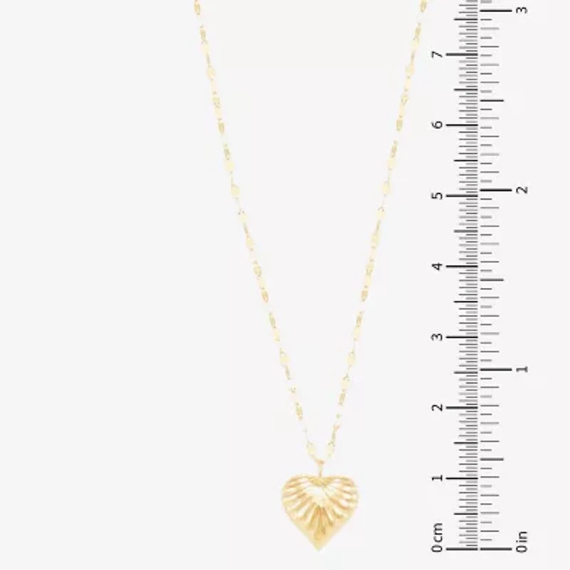 Womens 10K Gold Heart Inch Pendant Necklace