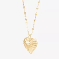 Womens 10K Gold Heart Inch Pendant Necklace