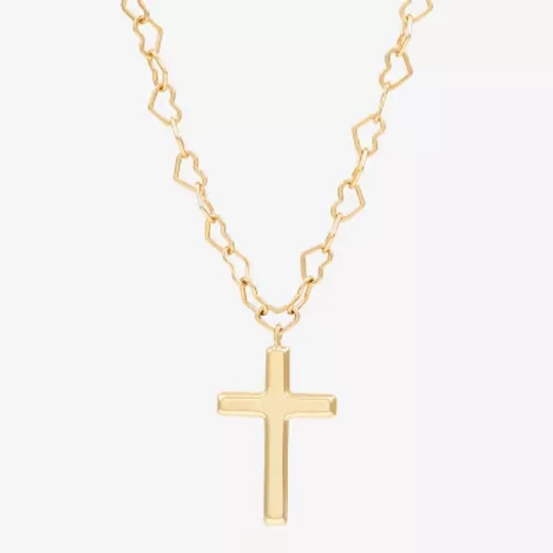 Womens 10K Gold Cross 18 Inch Pendant Necklace