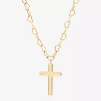 Womens 10K Gold Cross 18 Inch Pendant Necklace