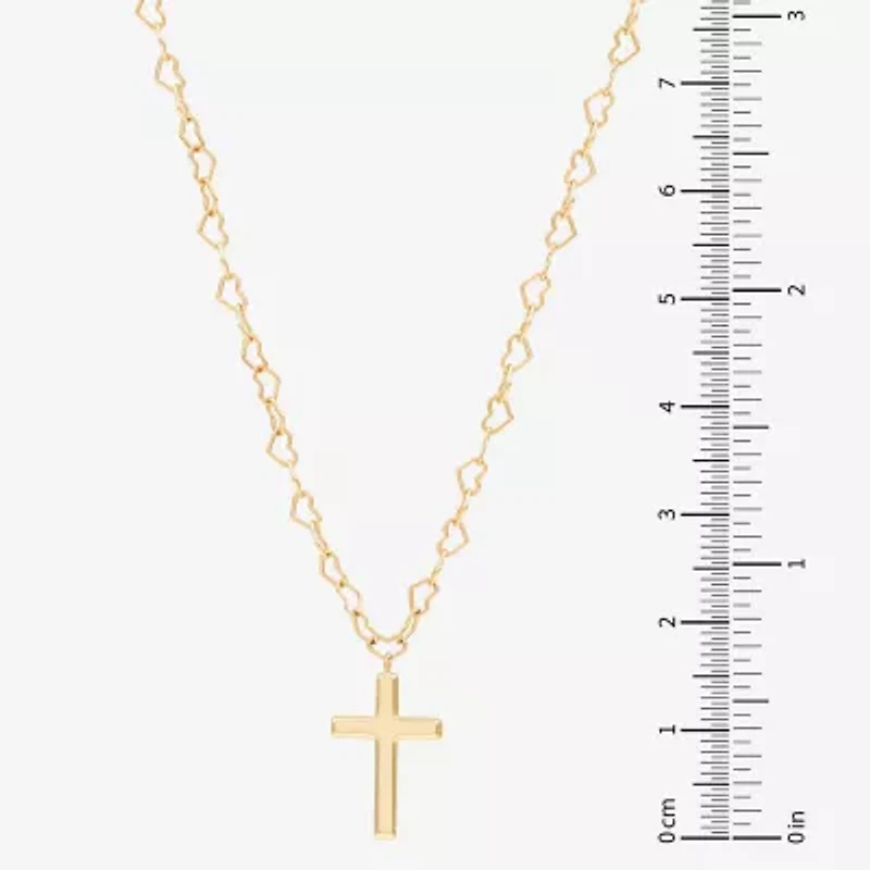 Womens 10K Gold Cross 18 Inch Pendant Necklace