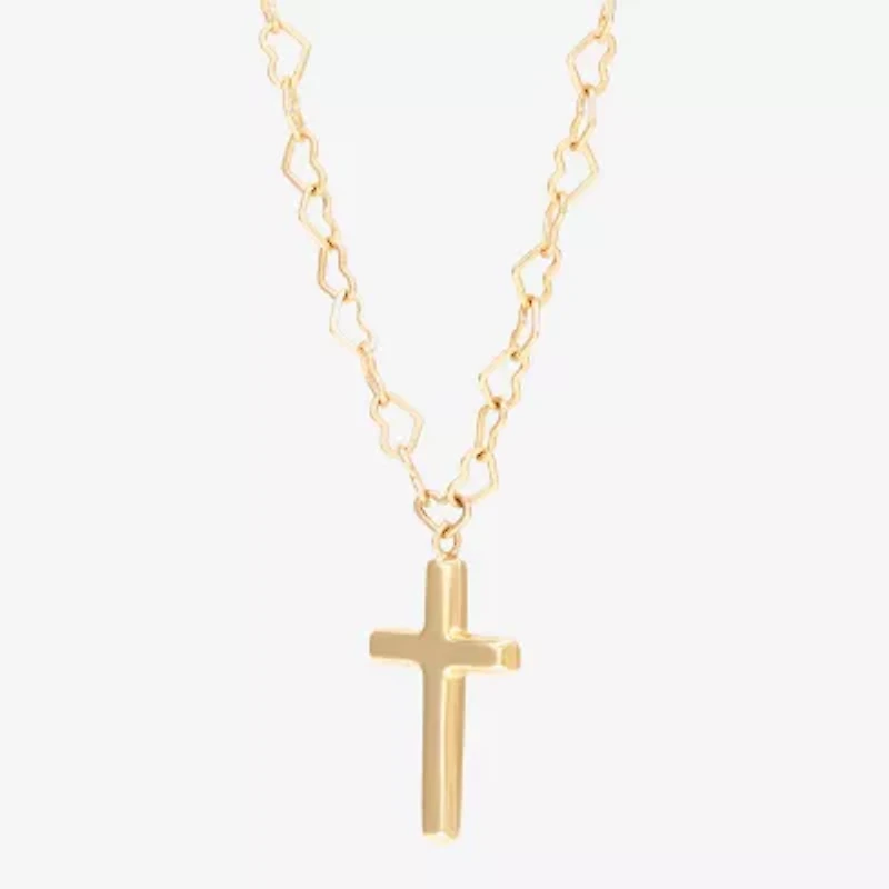 Womens 10K Gold Cross 18 Inch Pendant Necklace