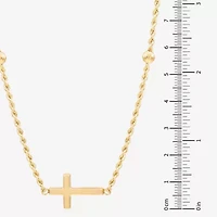 Sideways Womens 10K Gold Cross 18 Inch Pendant Necklace