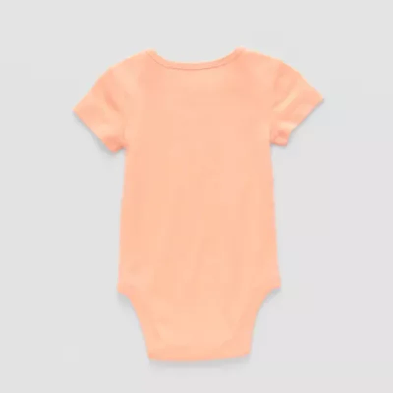 Okie Dokie Baby Girls Crew Neck Short Sleeve Rib Bodysuit