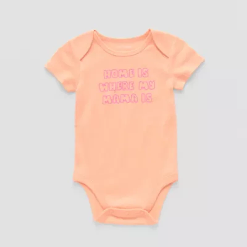 Okie Dokie Baby Girls Crew Neck Short Sleeve Rib Bodysuit