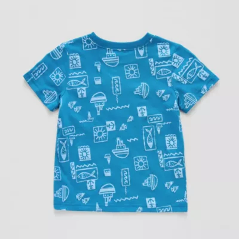 Okie Dokie Toddler & Little Boys Crew Neck Short Sleeve Regular Fit Graphic T-Shirt