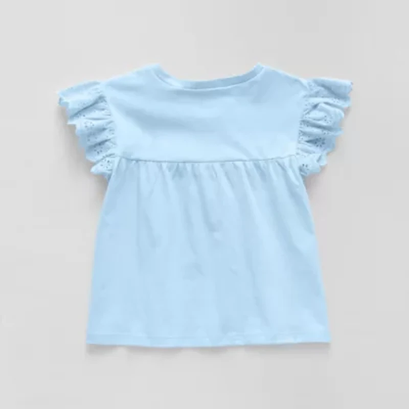 Okie Dokie Toddler & Little Girls Round Neck Short Sleeve Peplum Top