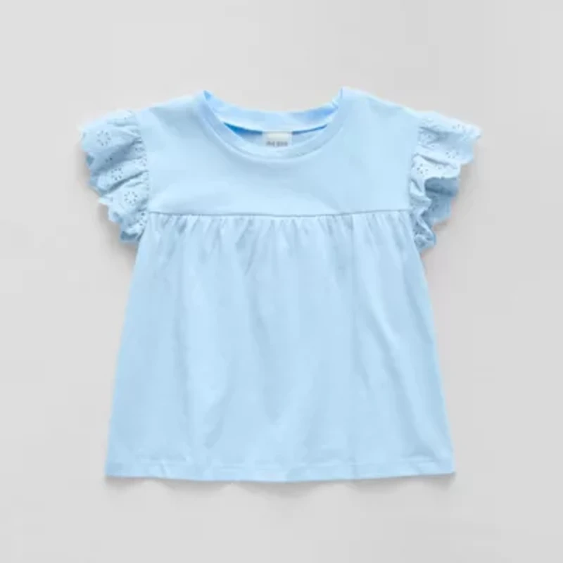 Okie Dokie Toddler & Little Girls Round Neck Short Sleeve Peplum Top
