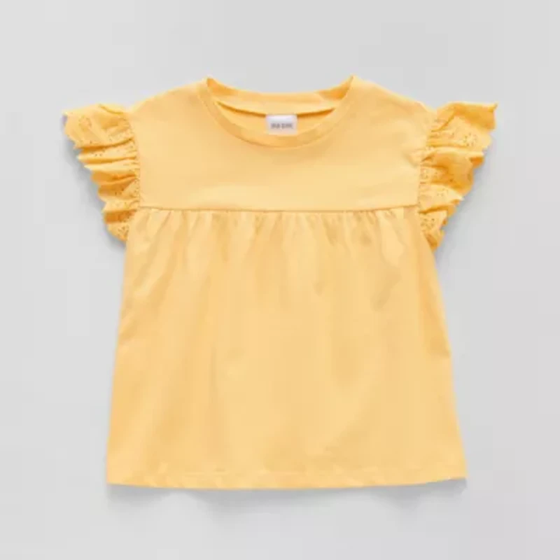 Okie Dokie Toddler & Little Girls Round Neck Short Sleeve Peplum Top