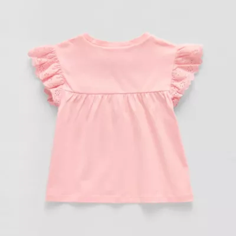 Okie Dokie Toddler & Little Girls Round Neck Short Sleeve Peplum Top