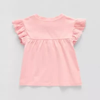 Okie Dokie Toddler & Little Girls Round Neck Short Sleeve Peplum Top