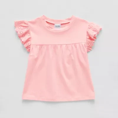 Okie Dokie Toddler & Little Girls Round Neck Short Sleeve Peplum Top