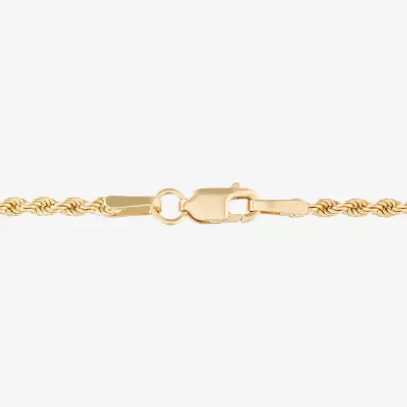 Womens 10K Gold Hollow Cross 7.5 Inch Link Bracelet