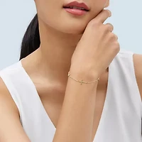 Womens 10K Gold Hollow Cross 7.5 Inch Link Bracelet