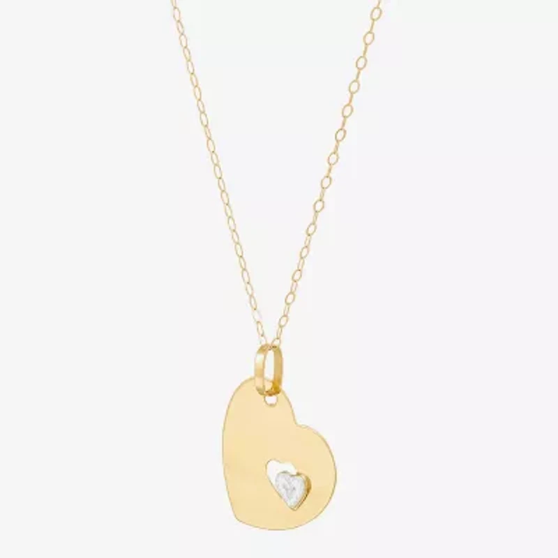 Womens 10K Two Tone Gold Heart 18 Inch Pendant Necklace