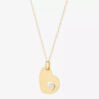 Womens 10K Two Tone Gold Heart 18 Inch Pendant Necklace