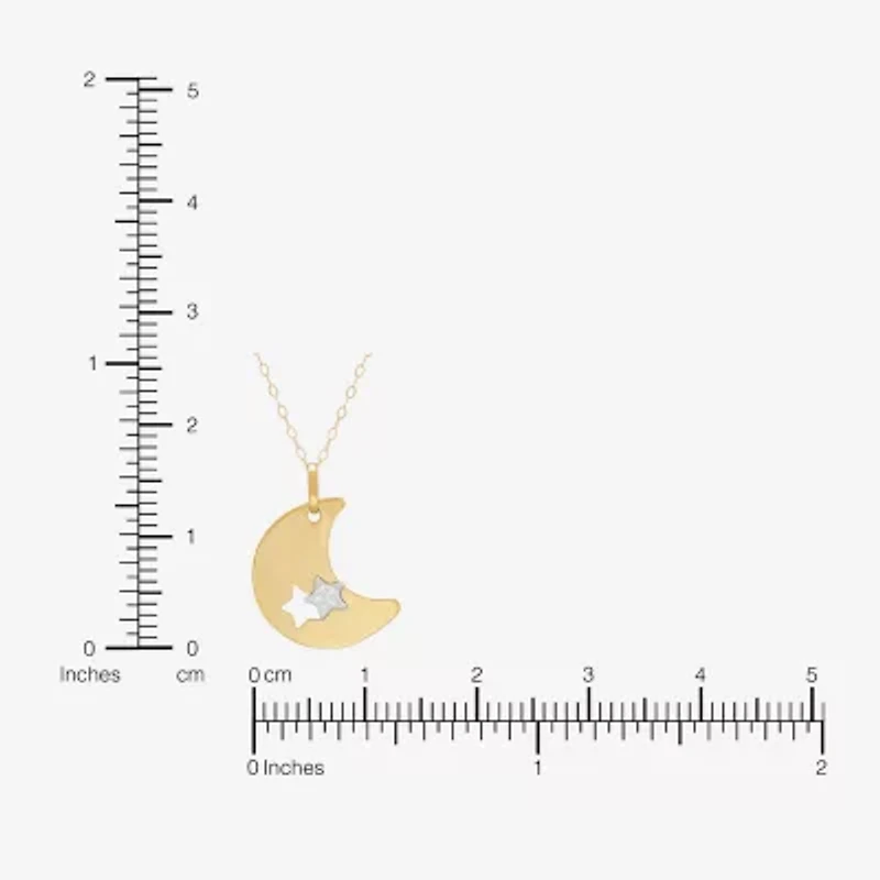 Womens 10K Two Tone Gold Moon Star 18 Inch Pendant Necklace