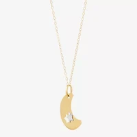 Womens 10K Two Tone Gold Moon Star 18 Inch Pendant Necklace