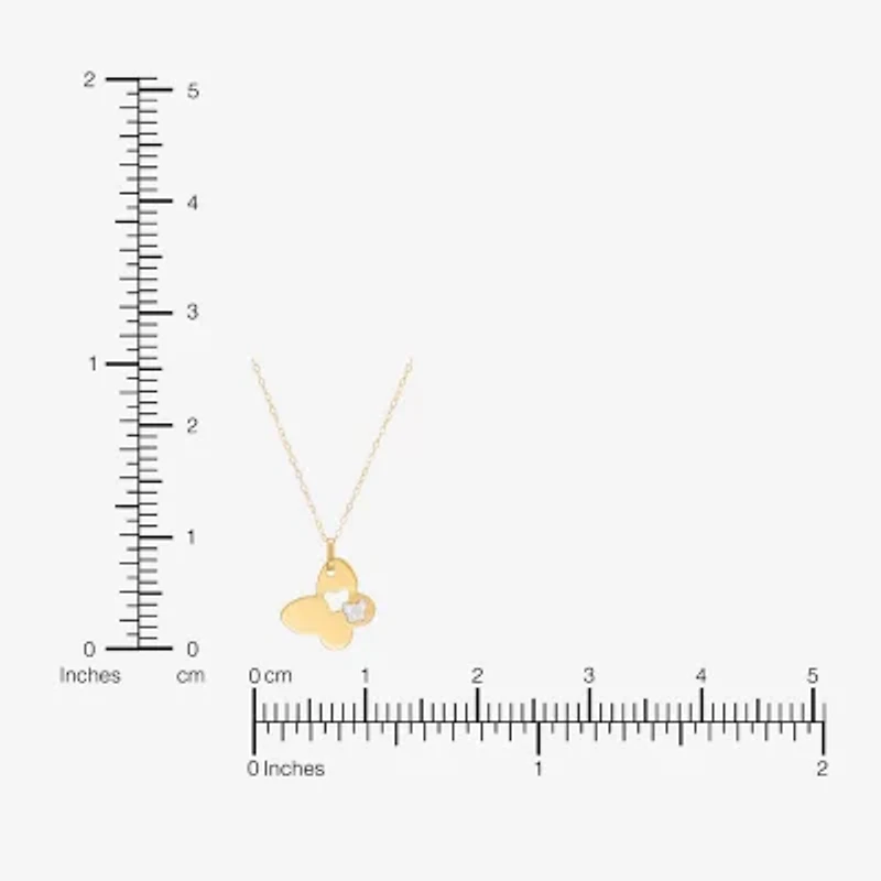 Womens 10K Two Tone Gold Butterfly 18 Inch Pendant Necklace